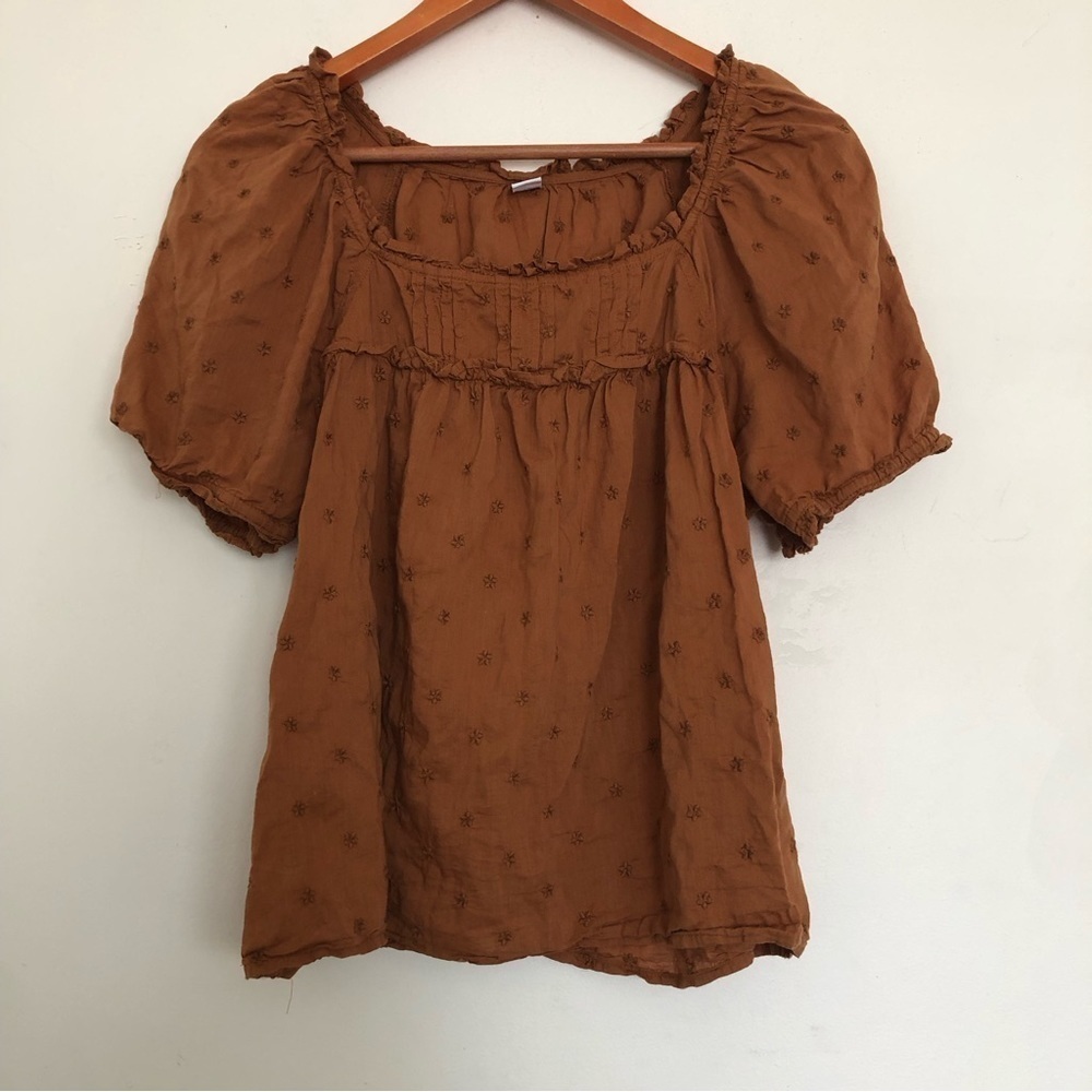 Old Navy Ruffled Square-Neck Embroidered Blouse